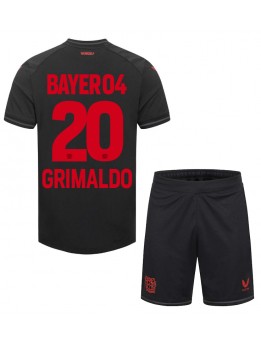 Bayer Leverkusen Alejandro Grimaldo #20 Heimtrikotsatz für Kinder 2023-24 Kurzarm (+ Kurze Hosen)